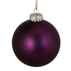 Northlight Matte Glass Christmas Ball Ornaments - 3.25" (80mm) - Purple - 8ct - 1 of 4