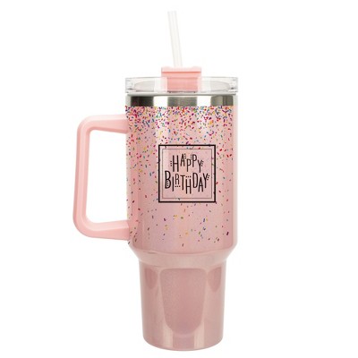 Elanze Designs Happy Birthday Rainbow Confetti 40 Oz. Stainless Steel
