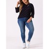 Agnes Orinda Women's Plus Size Comfy Knit 3/4 Sleeve V Neck Stripe Boho Casual Blouse - 2 of 4