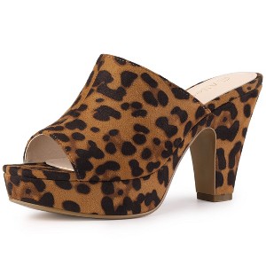 Allegra K Women's Open Toe Platform Chunky Heel Slides Sandals - 1 of 4