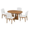 Vatros 5-Piece Extendable Oval Dining Table Set with Removable Leaf, Walnut Beige - 2 of 4