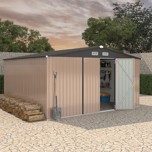 12x12 FT Commercial-Grade Metal Storage Shed - Extra Large Galvanized Steel Building with Lockable Doors & Air Vents - 1 of 4
