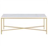 47.63 Inches Brass/Faux Marble Metal Coffee Table - Henn&Hart - 3 of 4