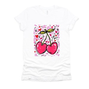Cherry Hearts Grunge - Women's Short Sleeve Graphic T-Shirt - 1 of 4