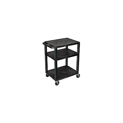 Tuffy 3-Shelf Plastic/Poly Mobile A/V Cart with Lockable Wheels Black (WT34) 