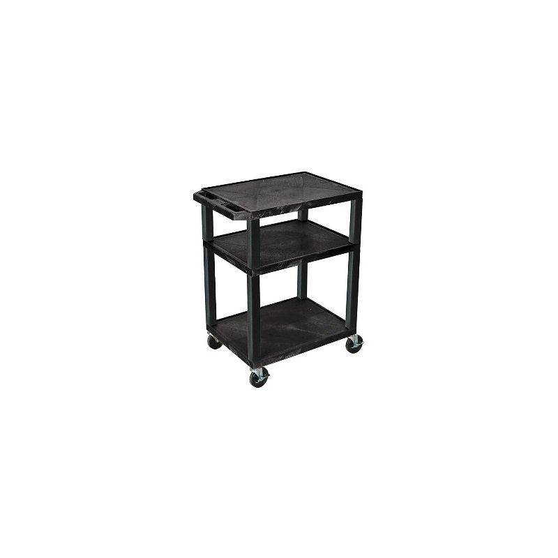 Tuffy 3-Shelf Plastic/Poly Mobile A/V Cart with Lockable Wheels Black (WT34) , 1 of 4