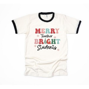 Simply Sage Market Women's Merry Teacher Bright Students Short Sleeve Ringer Tee - 1 of 4