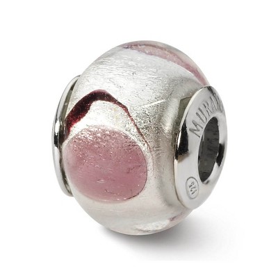 Black Bow Jewelry White/Lavender/Black Murano Glass & Sterling Silver Bead Charm, 14mm