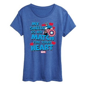 Women's - Marvel - Captain America My Shield Valentine Short Sleeve Graphic T-Shirt - 1 of 4