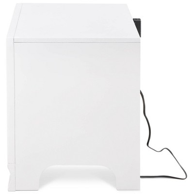 White Wood 1-Drawer Nightstand with USB Charging Port