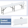 Costway 6 ft Plastic Folding Bench with 1320 LBS Capacity Handle & Lock For Outdoor Picnic White/Gray - 3 of 4