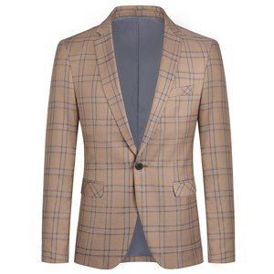 Cloudstyle Mens Formal Suit Jacket Blazer Plaid 2 Button Closure Prom Business Sport Coat - 1 of 4
