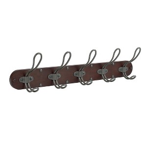 Spectrum Diversified Millbrook Wall Mount 5 Hook Wood Rack: Portable Universal Storage, Metal & Wood, Multicolored - 1 of 4