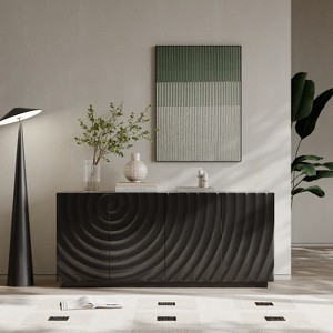 59 Inch Contemporary Sideboard Buffet Table - Ripple Design Storage Cabinet, Accent Console - 1 of 4