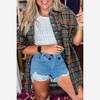 Amaryllis Women’s Button Front Collared Long Sleeve Plaid Shirt with Chest Pocket Relaxed Fit Soft - 2 of 4