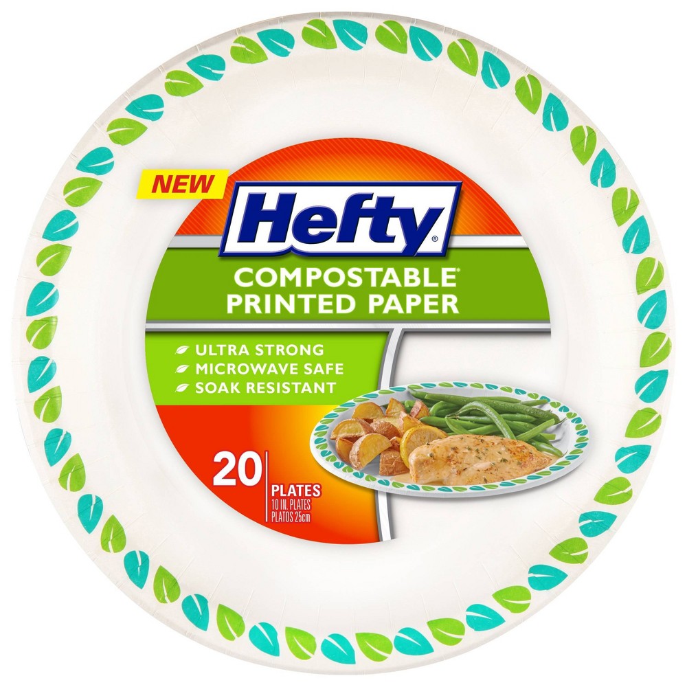 Photos - Other tableware Hefty Compostable Printed Paper Plate 10'' - 20ct