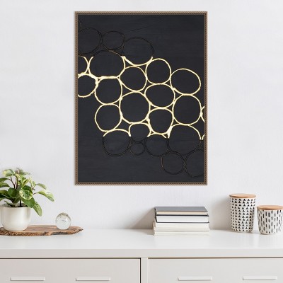 Gold Combo III Abstract Canvas Art with Bronze Frame