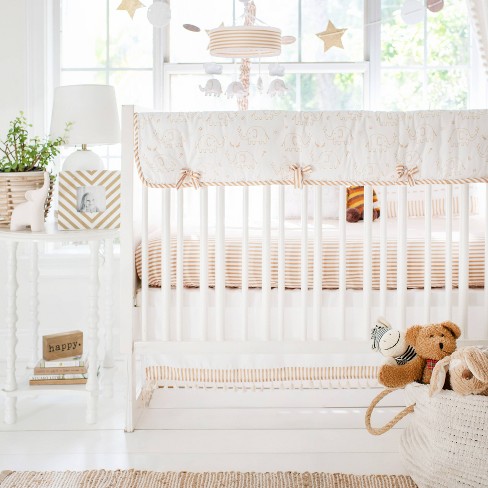 White and on sale gold crib bedding