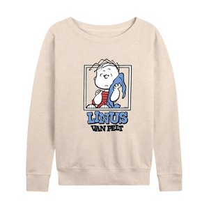 Women's - Peanuts - Linus Van Pelt Lightweight French Terry Wide Neck Long Sleeve Shirt - 1 of 4