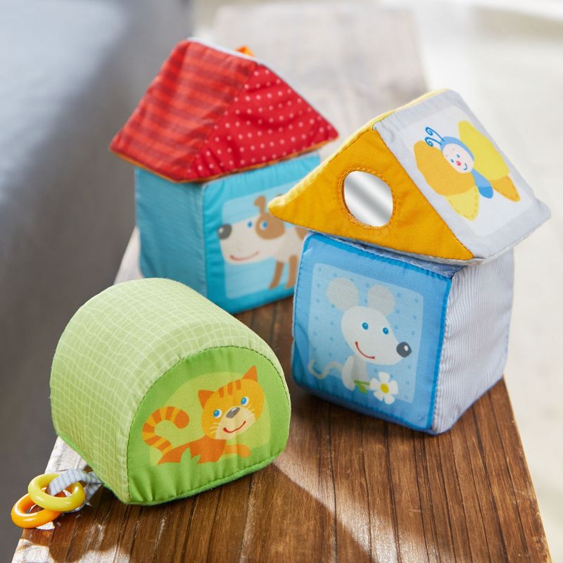 HABA Animal Discovery Cubes - 5 Soft Baby Blocks in Geometric Shapes, 2 of 8