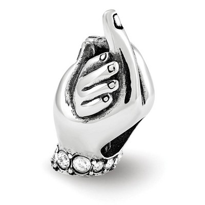 Black Bow Jewelry Sterling Silver with Crystals Mother & Child Hands Bead Charm