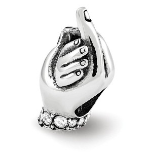 Black Bow Jewelry Sterling Silver with Crystals Mother & Child Hands Bead Charm - 1 of 3