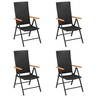 Garden Chair Set of 4 Black PE Rattan Standard Foldable vidaXL