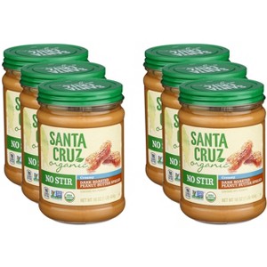 Santa Cruz Organic No Stir Dark Roasted Creamy Peanut Butter - Case of 6 - 16 oz - 1 of 2