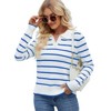 Clearlove Women Pullover Sweaters Fall V Neck Color Block Polo Long Sleeve Knit Casual Loose Striped Sweaters - 2 of 2