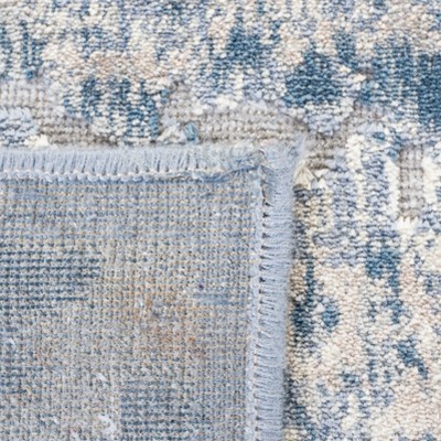 Gray and Blue Viscose Chenille Runner Rug