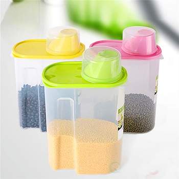 Basicwise "Large BPA-Free Plastic Food Saver, Kitchen Food Cereal Storage Containers with Graduated Cap, Set of 3"