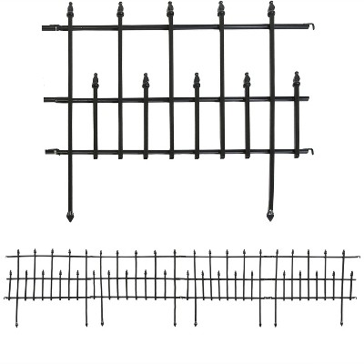 Sunnydaze Outdoor Lawn and Garden Metal Cambridge Style Decorative Border Fence Panel Set - 10' - Black - 5pk