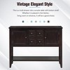 Vintage Console Table With 2 Large Cabinets, 4 Small Drawers And Bottom Shelf, Rustic Wood Kitchen Storage Cabinet,Espresso - 2 of 4