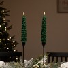 Northlight Flickering LED Flameless Wax Tapered Christmas Tree Candles - 9.75" - Green - Set of 2 - 3 of 4