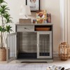 Furniture Dog crate, indoor pet crate end tables, decorative wooden kennels with removable trays. Grey, 32.3'' W x 22.8'' D x 33.5'' H. - 3 of 4