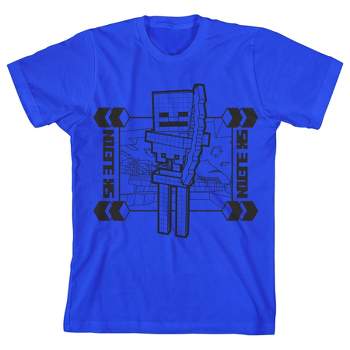 Minecraft Skeleton Distortion Clash Trend Graphic Youth Boys Royal Blue T-Shirt
