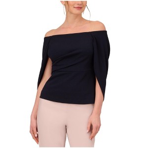 Adrianna Papell Womens Cape Sleeve Off the Shoulder Blouse, Blue, 2 - 1 of 1