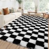 Modern Checkered Fluffy Rug Large Plush Rugs for Bedroom - 2 of 4