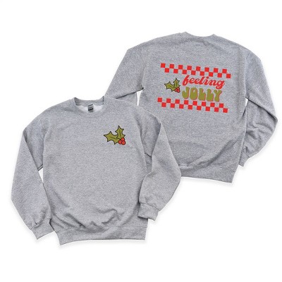 Simply Sage Market Women's Graphic Sweatshirt Feeling Jolly Checkered Front and Back