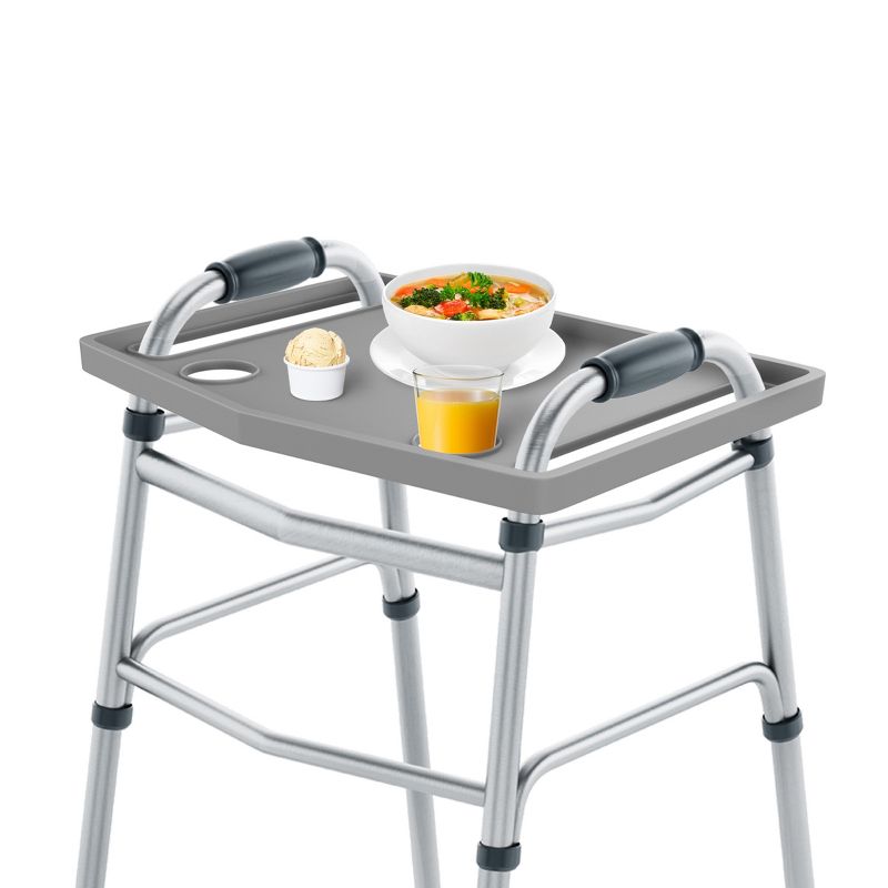 Walker Tray- Upright with 2 Cup Holders-Universal Table Fits Most Standard Folding Walkers-Home Mobility by Fleming Supply, 2 of 8