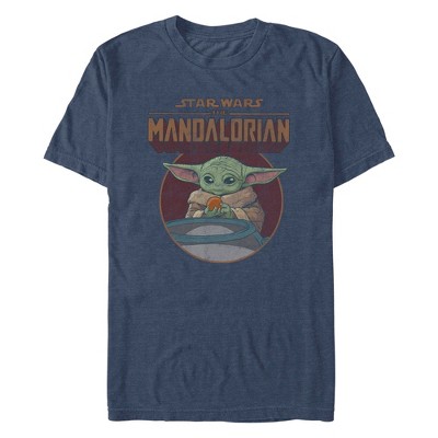 Men's Star Wars: The Mandalorian Grogu Snacks  T-Shirt - Navy Blue Heather - 2X Large