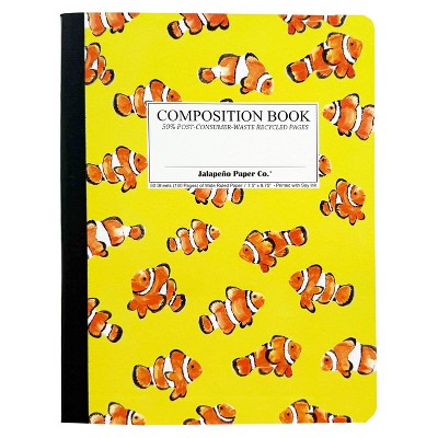 Jalapeno Paper Co. Composition 160 Pages Wide Ruled Notebook Clownfish