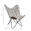 HomeRoots 30" Blue And Cream Canvas Floral Butterfly Chair - 3 of 4