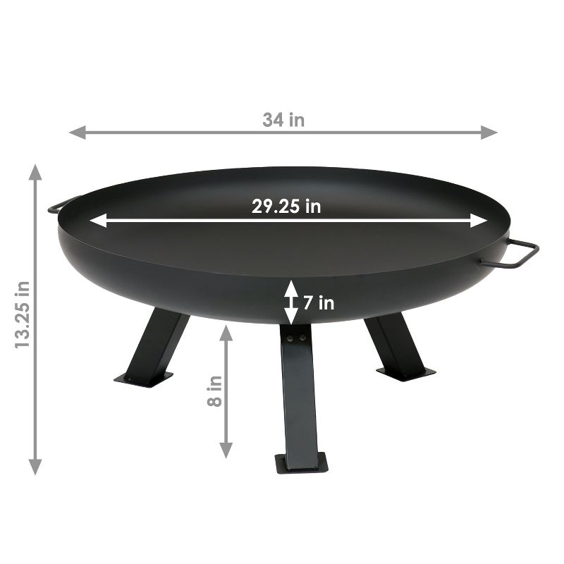 Sunnydaze Rustic Steel Tripod Fire Pit with Protective Cover - 29.25-Inch Round - Black, 3 of 8