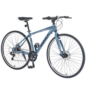 INFURNIC Bicycles Shimano 7 Speed Hybrid Road Bike with Double Disc Brakes for Men and Women City Riding, Blue Gray, 64.57"*25.19"*37.79" - 1 of 4