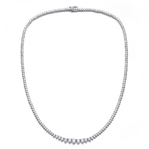 Guili Sterling Silver Tennis Necklace with Clear Cubic Zirconia, Designed to Exude Classic Elegance for Any Formal or Casual Occasion - 1 of 3