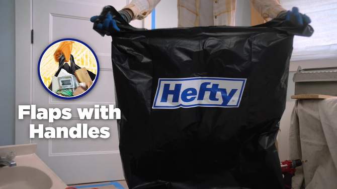 Hefty Contractor Load & Carry Extra Large Flap Tie Trash Bags - 42 Gallon - 14ct, 2 of 5, play video