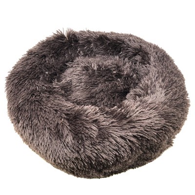 Medium Brown Plush Rounded Calming Dog Bed