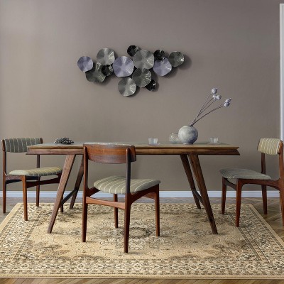 Elegant Beige 5' x 7' Oriental Medallion Synthetic Area Rug