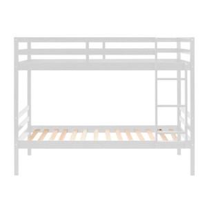 AZL1 Life Concept Beds Twin over Full Bunk Bed Solid Wood Structure Safety Guardrails Adjustable Ladder for Bedroom, White, 78.35"*43.7"*61.81" - 1 of 4